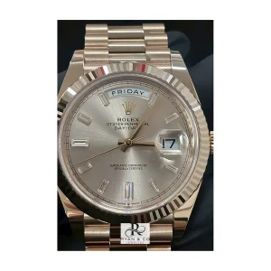 Rolex Day-Date 40 Everose Gold Baguette Diamond Dial | President Bracelet Luxury Watch