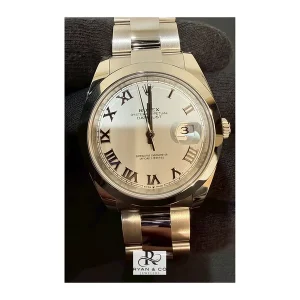 Rolex Datejust Yellow Gold Champagne Roman Dial | Smooth Bezel Oyster Bracelet Luxury Watch