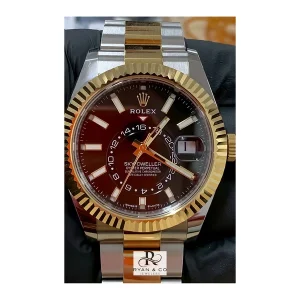 Rolex Sky-Dweller Two-Tone 42mm Black Dial | Annual Calendar GMT Fluted Bezel Oyster Watch