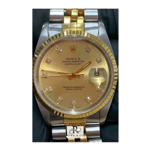 Rolex Datejust Two-Tone 36mm Champagne Diamond Dial | Jubilee Bracelet Fluted Bezel Watch