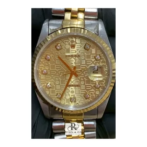 Rolex Datejust Two-Tone 36mm Custom Pattern Diamond Dial | Jubilee Bracelet Fluted Bezel Watch