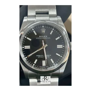 Rolex Oyster Perpetual Black Dial Stainless Steel 36mm/39mm/41mm | Smooth Bezel Classic Watch